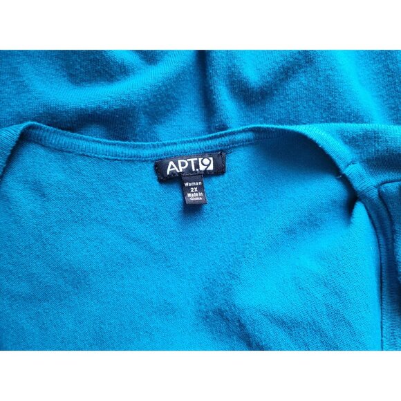 Apt 9 Women Sweater 2X Plus Long Sleeve Pullover Beaded Lightweight BLU238 - Picture 9 of 10